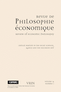 Revue de philosophie économique, v. 14, no 01